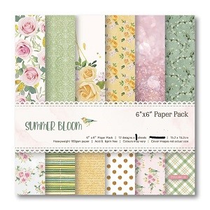KSCRAFT 12 Sheets Summer Bloom Scrapbooking Pads Paper Origami Art Background Paper Card Making DIY Scrapbook Paper Craft