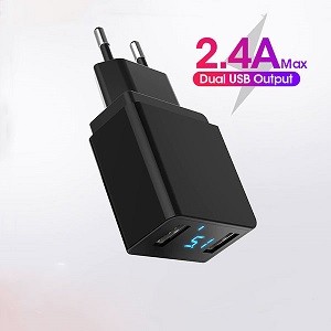2.4A Usb Charger Travel EU Plug Dual Wall Fast Charging Adapter