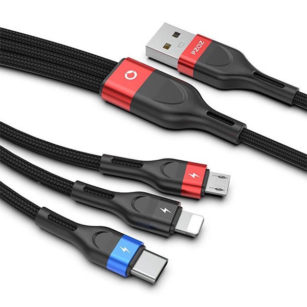 3 IN 1 USB 1.2M Cable Micro USB C Fast Charging Adapter Microusb Type-C Charger Type C