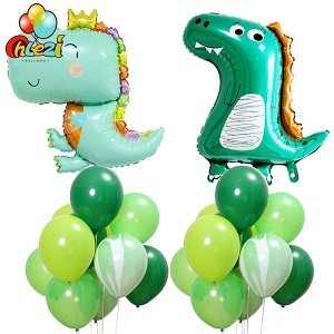 11pcs/lot Cute dinosaur Foil Balloons Green Dinosaur Birthday Party Decoration supplies kids toys Helium Globos baby shower