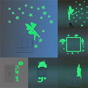 Luminous Cartoon Switch Sticker Glow in the Dark Cat Sticker Fluorescent Fairy Decoration