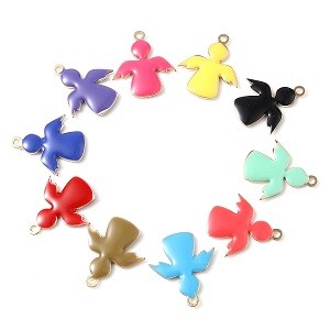 5PCs Religious Angle Enamelled Charms Pendant For Jewelry Making Colorful Animal Double-sided Sequins Pendnat DIY