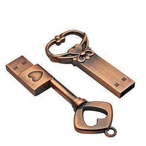 Copper love heart shaped key usb flash drive pendrive pen drive