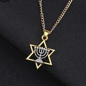 Religious Menorah And Star Of David Jewish Jewelry Magen Necklace Judaica Hebrew Israel Faith Lamp Hanukkah Pendant Necklaces