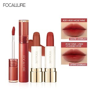 FOCALLURE Matte&amp Gloss Lipstick Soft Smooth 2 pieces