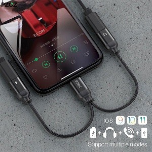 Iphone adapter charger audio cable 2 in 1 charging earphone jack