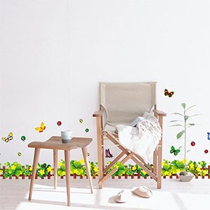 Removable Baseboard Fence Butterfly waterproof Art Vinyl Wall Stickers home Decor