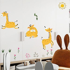 Cartoons Sunny Fawn Wall Sticker Bedroom Kids Room Background Decoration Mural Home Decor Stickers Cute Wallpaper