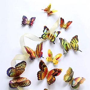 12Pcs Gold/Silver Double layer 3D Butterfly Wall Sticker Holographic Butterflies on wall Magnet Fridge stickers