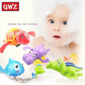 QWZ New Cute Cartoon Animal Tortoise Classic Baby Water Toy Infant Swim Turtle Wound up Chain Clockwork Kids Beach Bath Toys