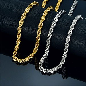 Twist Hip Hop Stainless Steel Long Chain Necklace Men Jewelry Wholesale Brand Hippie Gold Color Male Necklace Chain Jewelry Gift