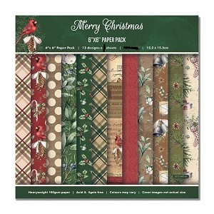 KSCRAFT 12pcs 6" Single-side Printed Merry Christmas pattern creative papercraft art paper handmade scrapbooking kit set books
