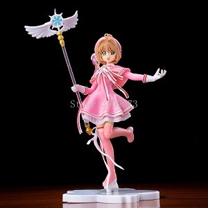 Anime Figure Card Captor Kinomoto Sakura Magic Wand Girls Sakura Lovely Pink PVC Action Figure Toys Collection Model Doll Gift