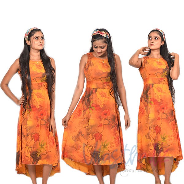 Women Short Sleeve Floral Printed Large Swing Dress