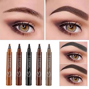 2PCS Tattoo Eyebrow 3D Pen Waterproof 4 Fork Tip Makeup Female Cosmetics