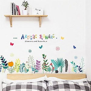 Baseboard Colorful ARTISTIC FLOWERS Wall Stickers Removable home decoration Mural Decal sticker