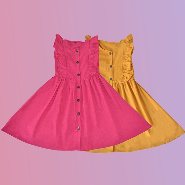 Linen New Fashionable Beautiful Frock Girl