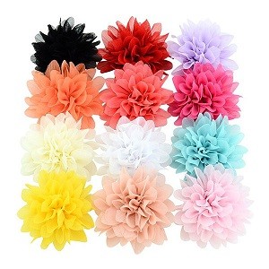 Approx 4" Chiffon Flower Hairpin Children Hair Clip Kid Girl DIY Hair Clips