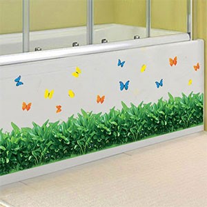 Baseboard Green grass butterfly Removable Art Vinyl Wall Stickers Mural Decal home decor kicking line