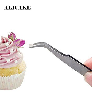 Beads Tweezers Stainless Steel Forceps Clip Candy Sugar Sprinkles Fondant Flower Bend Straight Tweezers