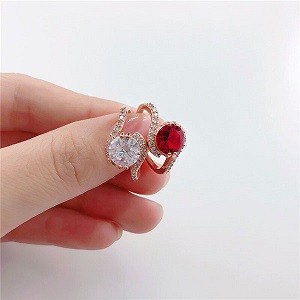 Bridal Wedding Rings For Women Vintage Jewelry Cubic Zirconia Red/White