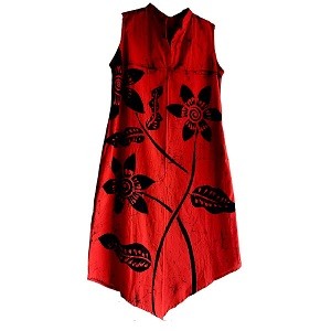 100% cotton batik dress for women 2021 for women - Red