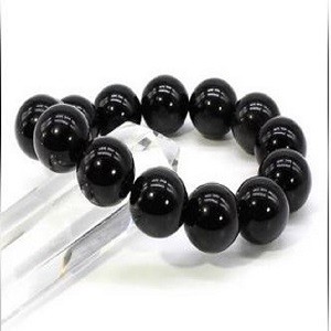Natural Black Obsidian Stones Stretch Black Glass Stones Unisex Bracelet
