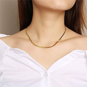 Punk Flat Blade Snake Link Chain Choker Necklace Gold Silver Color Stainless Steel Neck Chains For Women Jewelry Chocker 2022