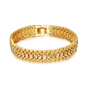 Male Bracelet Women Jewelry 12MM Pulseira Masculine Trendy Gold Color Chunky Chain Link Bracelet Wholesale Bileklik For Man P166