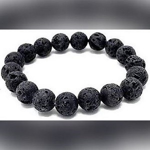 Black Natural Volcanic Lava Beads Unisex Bracelet